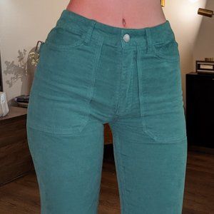 Zadig & Voltaire Green High Rise Corduroy Pants 34 (25")